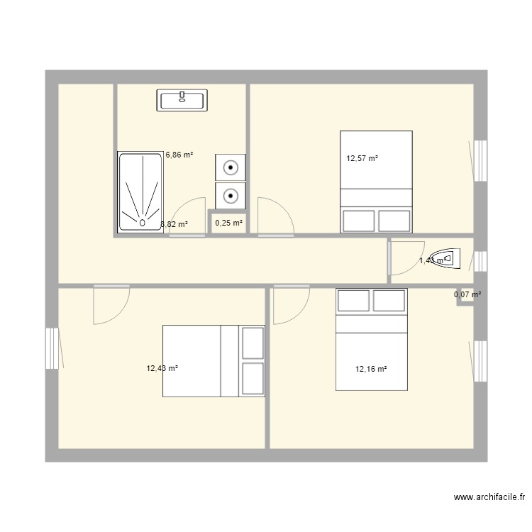 rhuis. Plan de 8 pièces et 55 m2