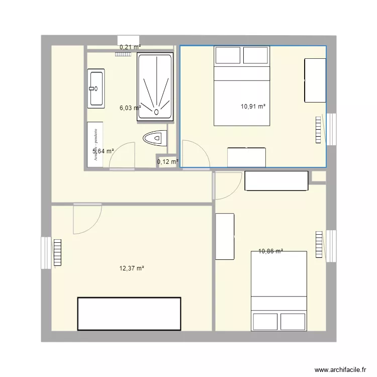 rhuis. Plan de 7 pièces et 46 m²