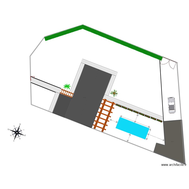 projet piscine 1. Plan de 2 pièces et 163 m2