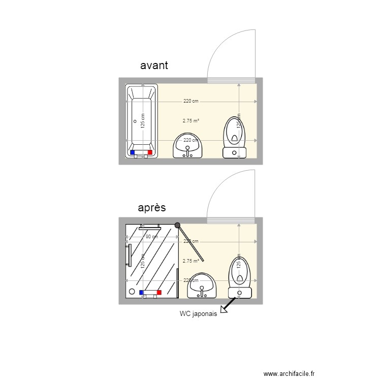 demir sdb. Plan de 0 pièce et 0 m2