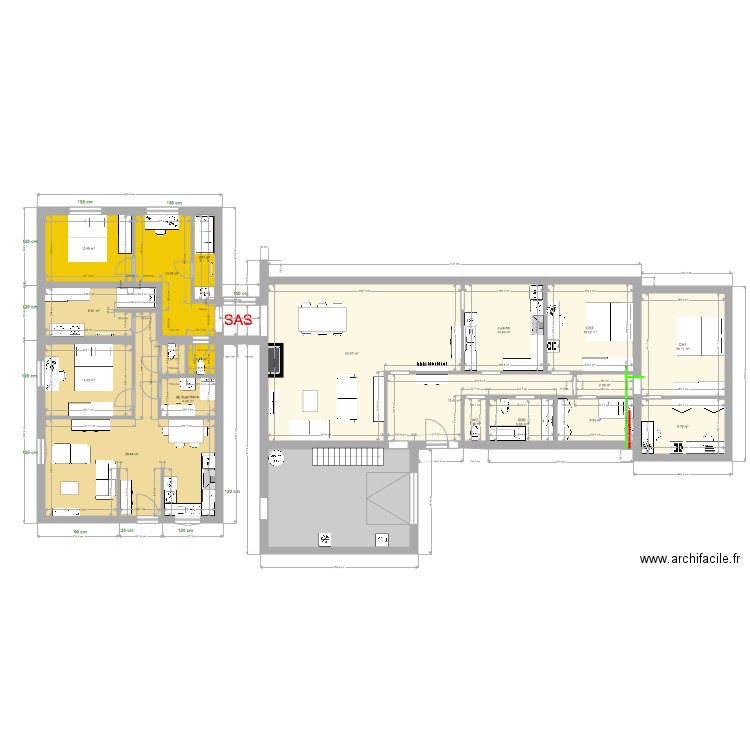 appart 1 ch plus court 2. Plan de 0 pièce et 0 m2