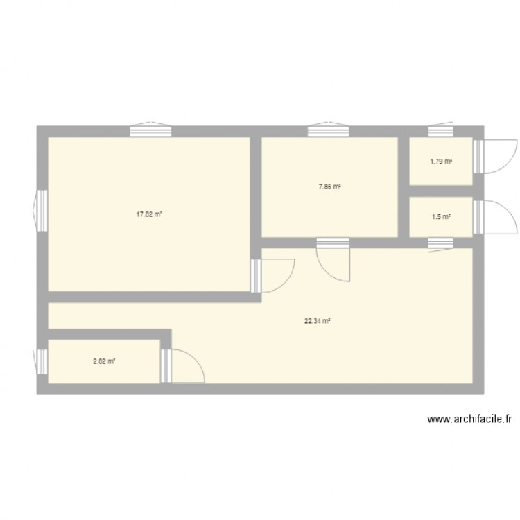 cabine pompage. Plan de 6 pièces et 54 m2