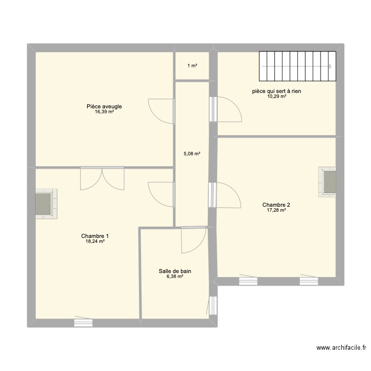 Virieu2. Plan de 7 pièces et 75 m2