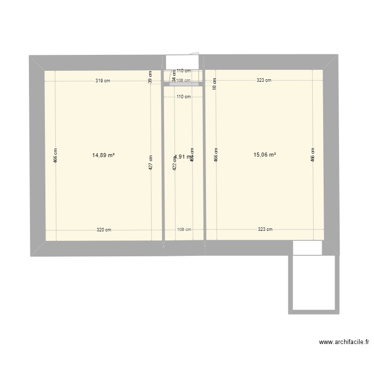 Silvia  locations. Plan de 3 pièces et 35 m2