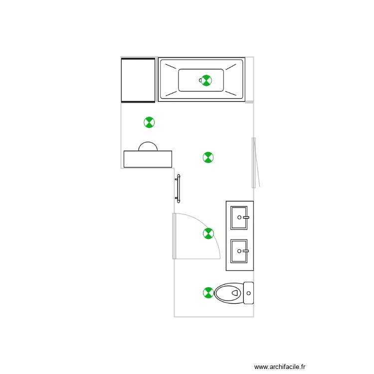 Marie et Normand salle de bain. Plan de 