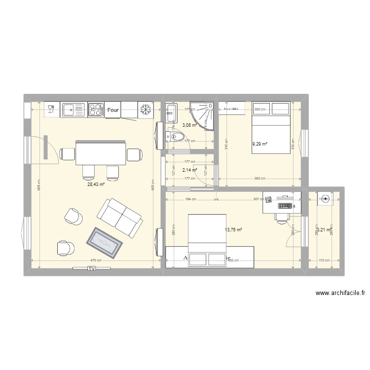 9campinchi. Plan de 6 pièces et 60 m2