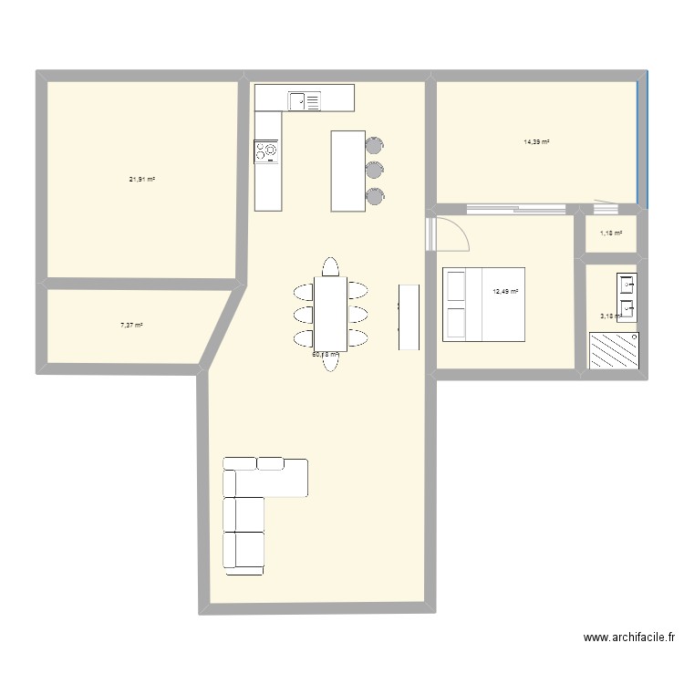 maison2. Plan de 7 pièces et 121 m2