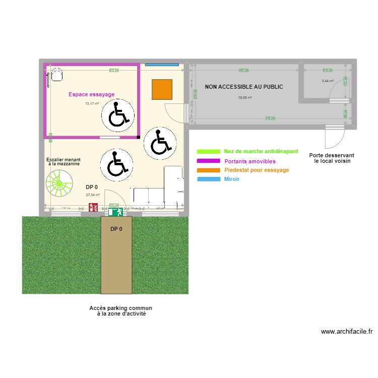 Yes2TheDress RDC apr&egrave;s travaux avec espace de rotation. Plan de 0 pièce et 0 m2