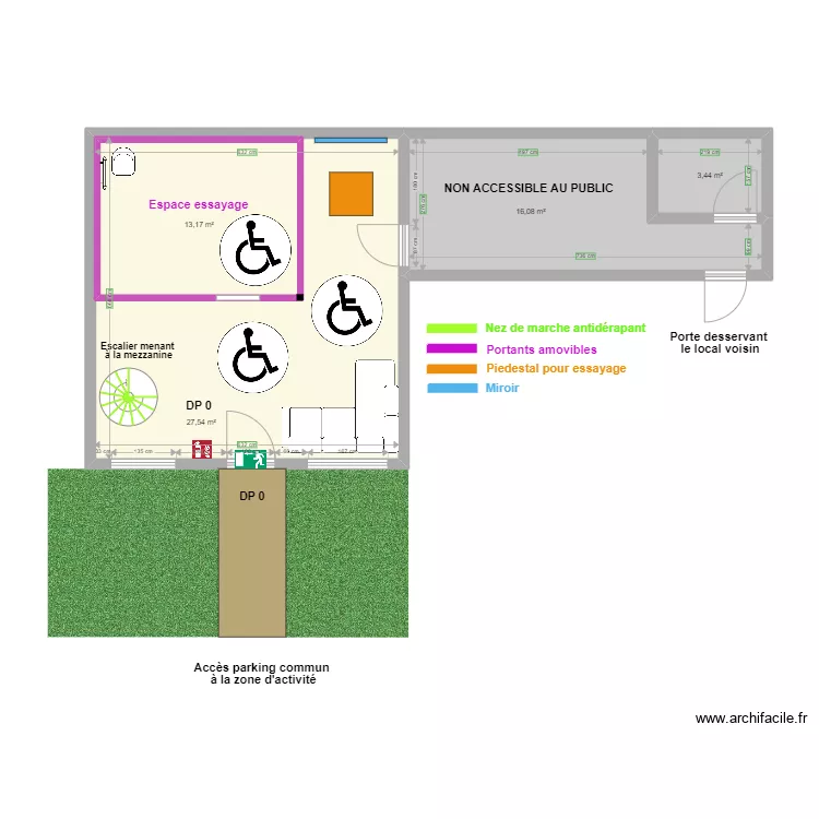 Yes2TheDress RDC apr&egrave;s travaux avec espace de rotation. Plan de 
