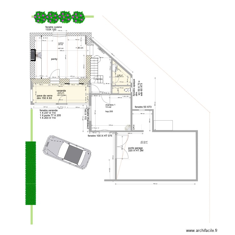 TREDREZ RDC EXISTANT ELECTRICITE  . Plan de 4 pièces et 64 m2