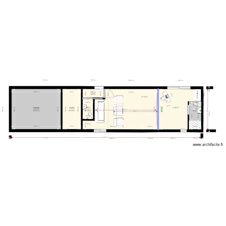 LOUBET. Plan de 7 pièces et 71 m2