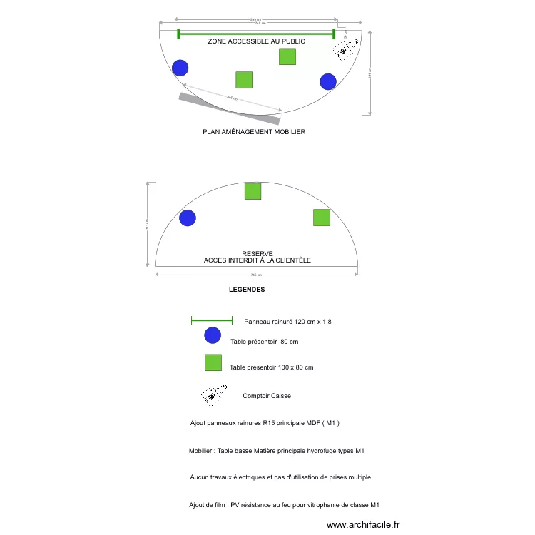 Lunule plan mobilier . Plan de 0 pièce et 0 m2