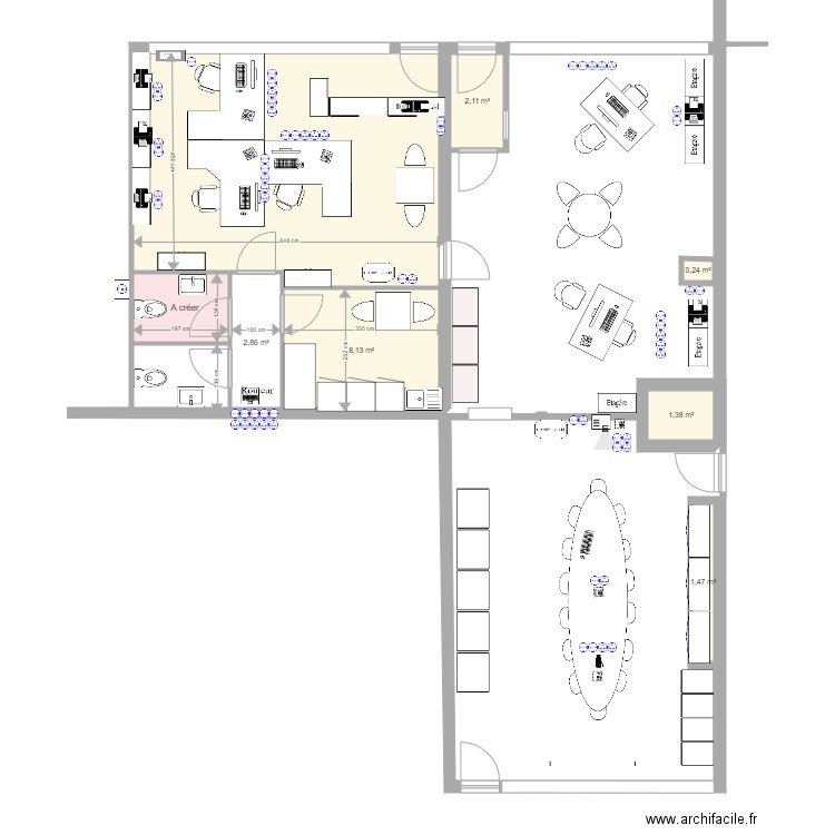 Bureaux Niton 2022 maçonnerie. Plan de 9 pièces et 51 m2