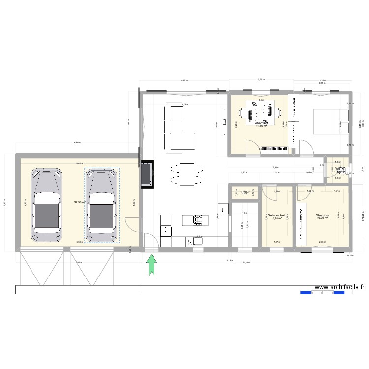 gamarde. Plan de 6 pièces et 63 m2