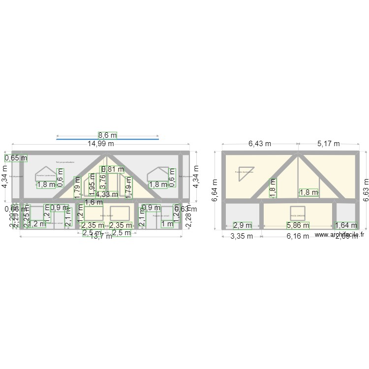 FUSTE etage. Plan de 30 pièces et 157 m2