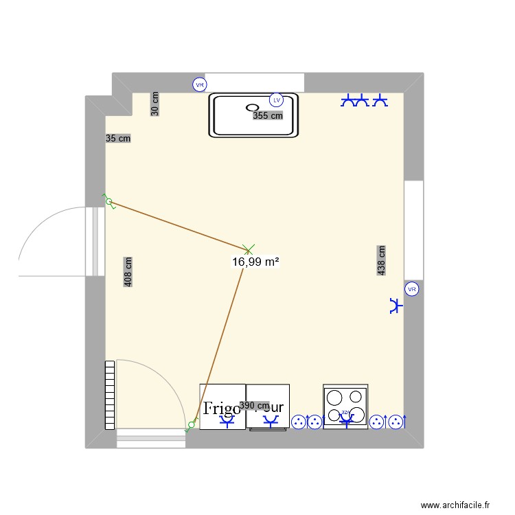 archtechture1. Plan de 1 pièce et 17 m2