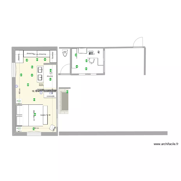 chambre parentale. Plan de 
