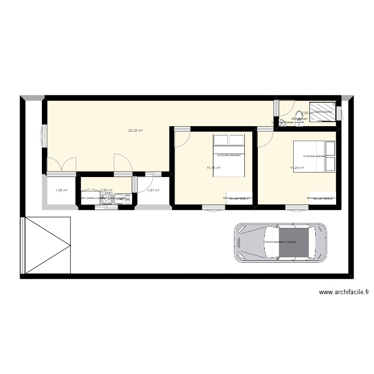 philippe. Plan de 7 pièces et 54 m2