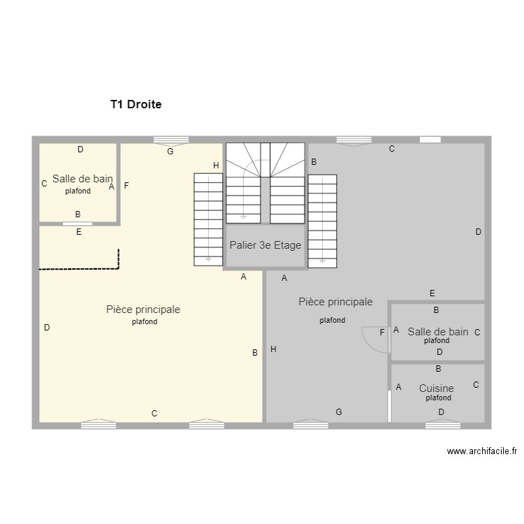 T1 Droite 3e niveau. Plan de 0 pièce et 0 m2