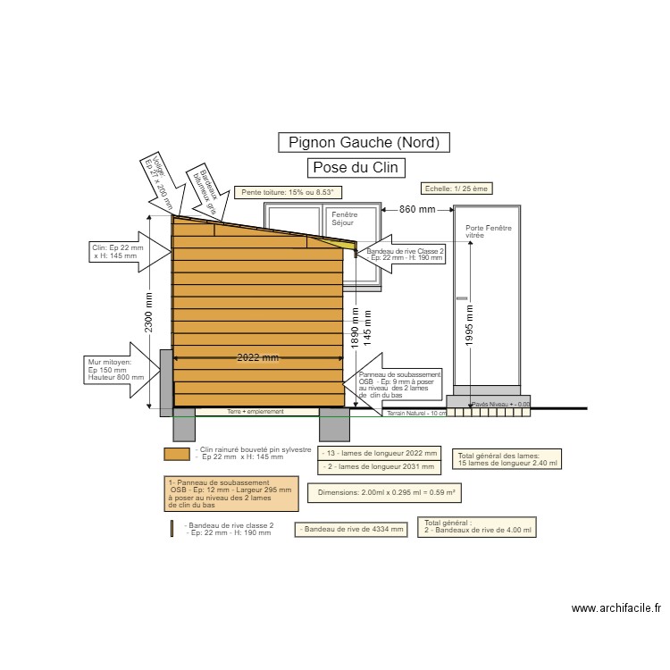 Pose du clin côté Nord . Plan de 0 pièce et 0 m2