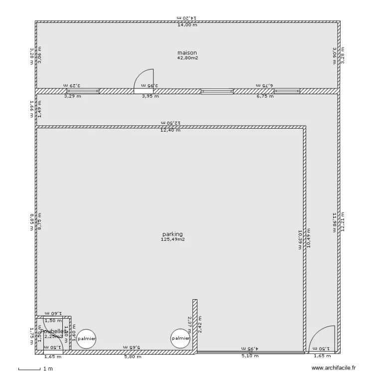 partie avant maison. Plan de 