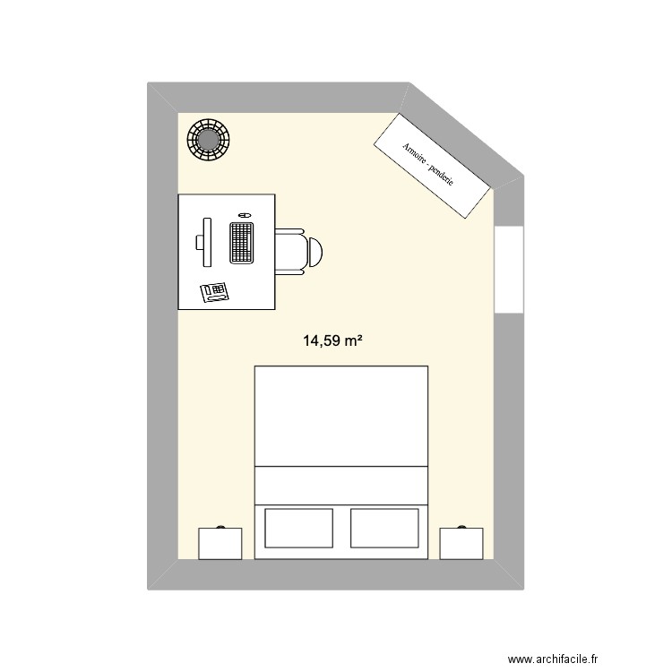 Chambre Clichy V2. Plan de 0 pièce et 0 m2