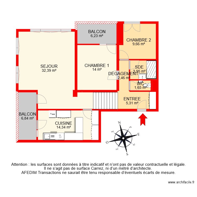 BI 6985 . Plan de 14 pièces et 102 m2