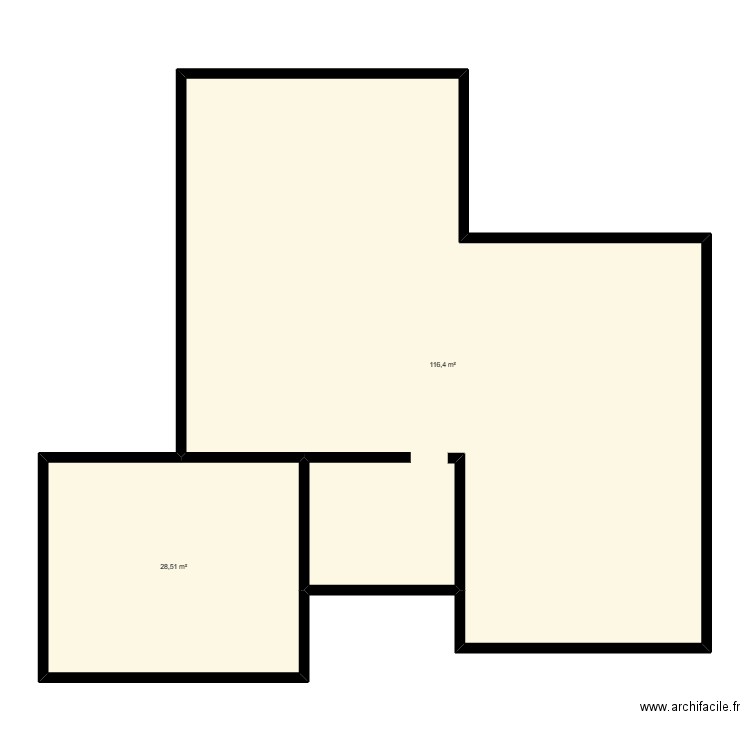 surface. Plan de 2 pièces et 145 m2