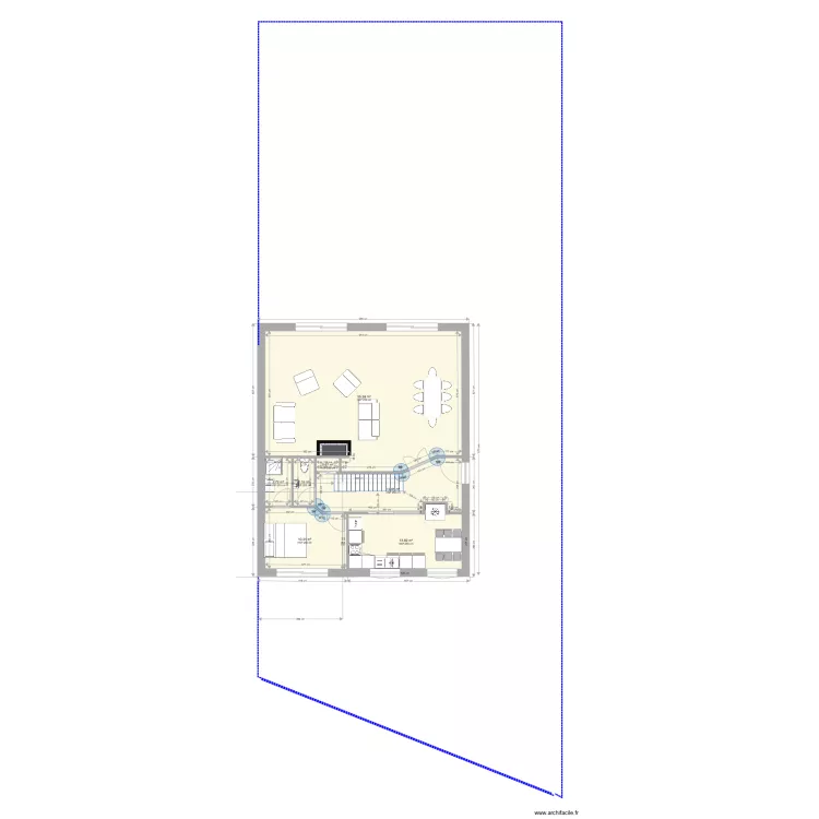 carr&eacute;e 3  bas rallong&eacute;. Plan de 
