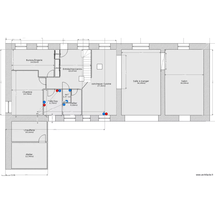 Rez de chauss&eacute;e sanitaire. Plan de 