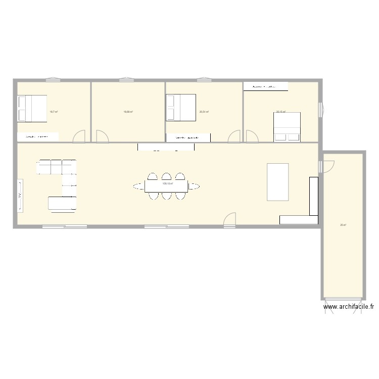 De Araujo plan agencement cabane. Plan de 6 pièces et 214 m2