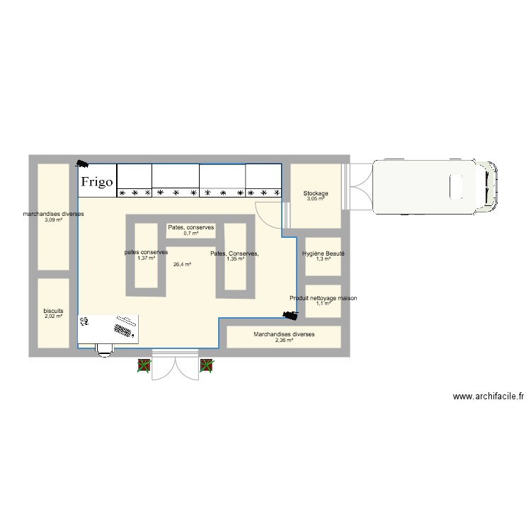 plan de masse supérette. Plan de 0 pièce et 0 m2