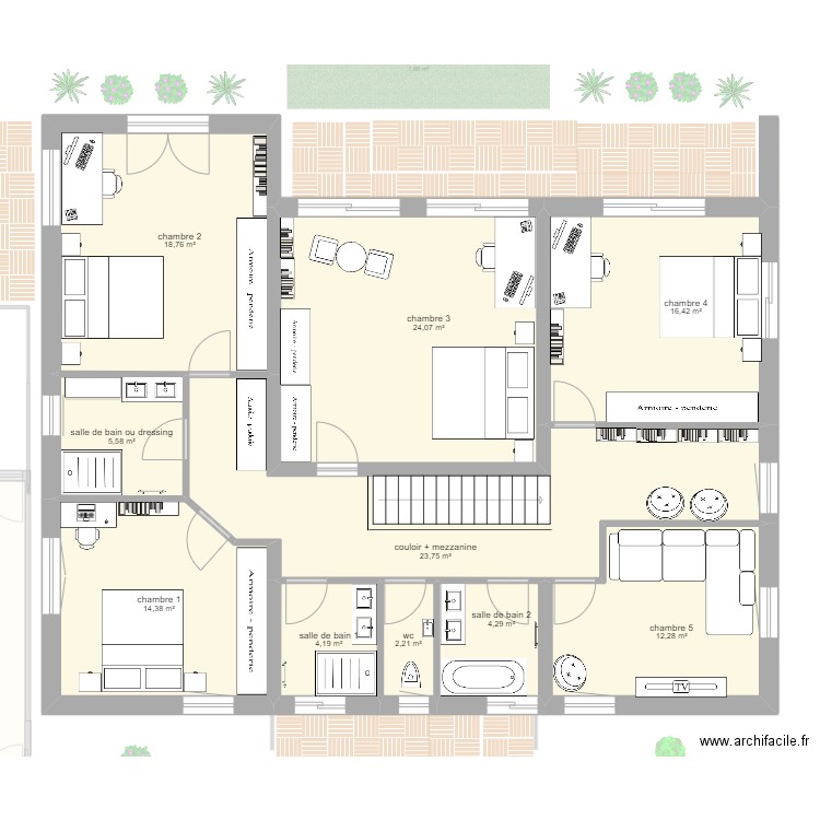 p1sud . Plan de 24 pièces et 382 m2