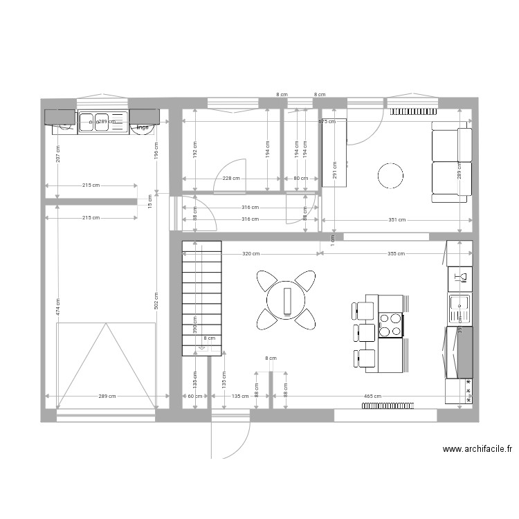 maison2. Plan de 4 pièces et 65 m2