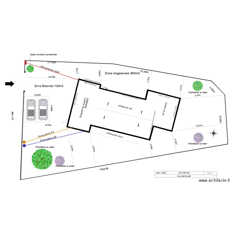 projet 6 bis Plan Situation 22. Plan de 2 pièces et 850 m2