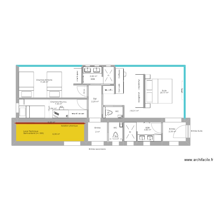 Villa Ste Anne - Guest House Projet. Plan de 9 pièces et 37 m2