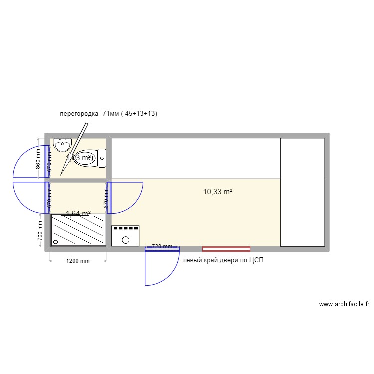 баня 1 модуль. Plan de 0 pièce et 0 m2