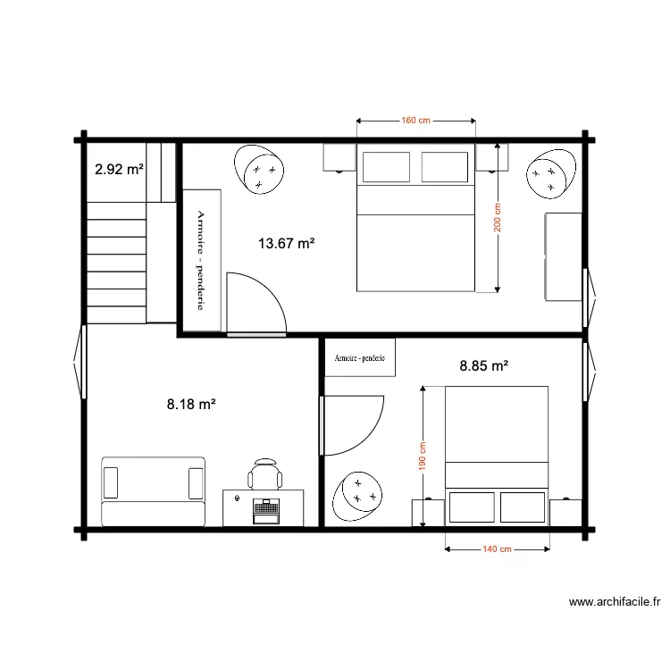 Etage Chalet 34 M . Plan de 