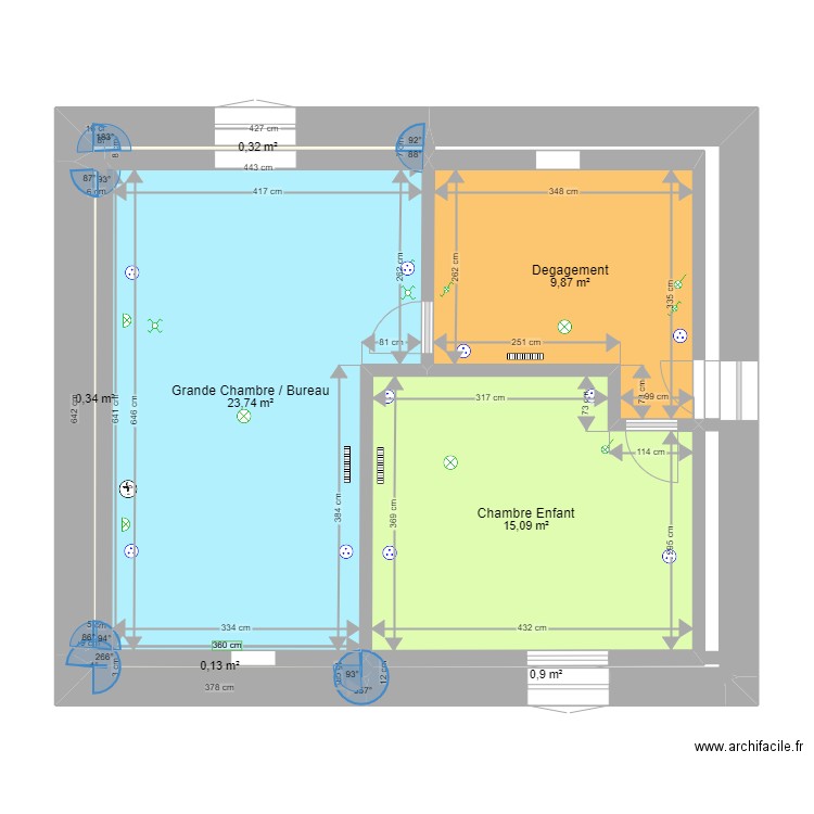 Grenier Arcoet. Plan de 7 pièces et 50 m2