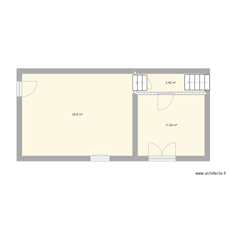 La Colletière - Etage. Plan de 3 pièces et 39 m2