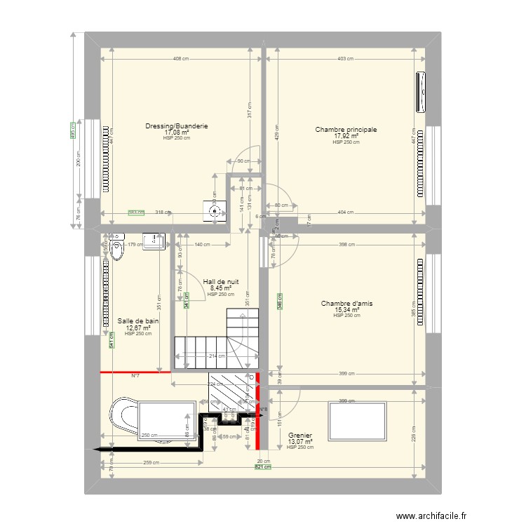 Vert-Bocage 6 (étage). Plan de 6 pièces et 85 m2