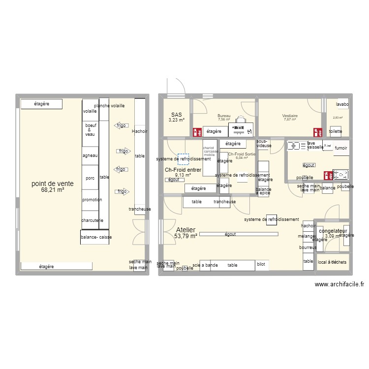 Plan Boucherie TFE. Plan de 10 pièces et 163 m2