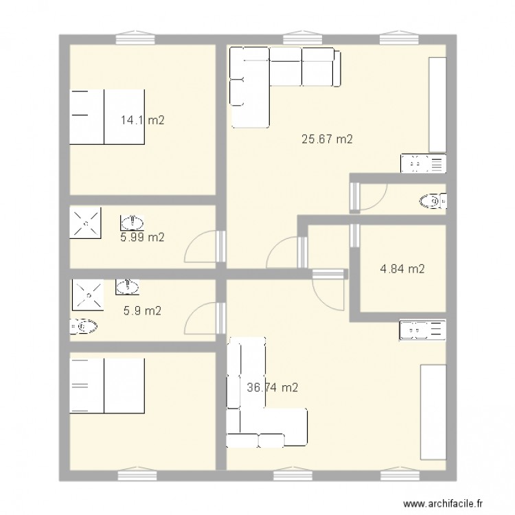 plan appartement 93 m2