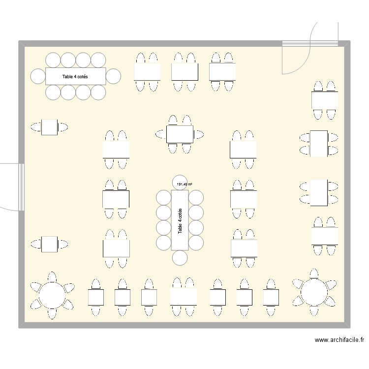 salle de restaurant . Plan de 1 pièce et 191 m2