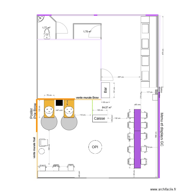 NB6 avec Brow V3. Plan de 3 pièces et 68 m2