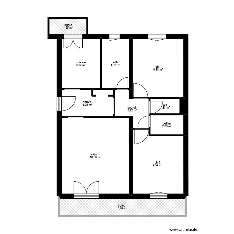 KOTECKI. Plan de 12 pièces et 65 m2