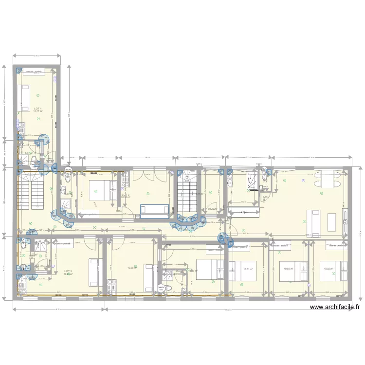 2018 10 22 DEBUT PS plan 1er &eacute;tage 6 logements. Plan de 