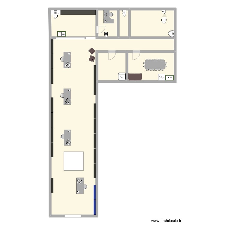 Afflelou. Plan de 7 pièces et 171 m2