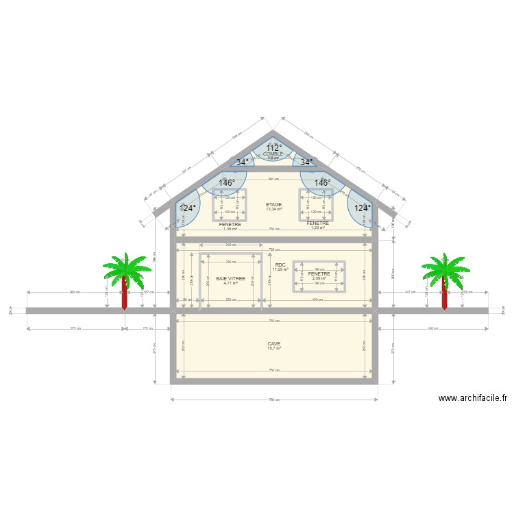 PLAN FACADE. Plan de 8 pièces et 60 m2