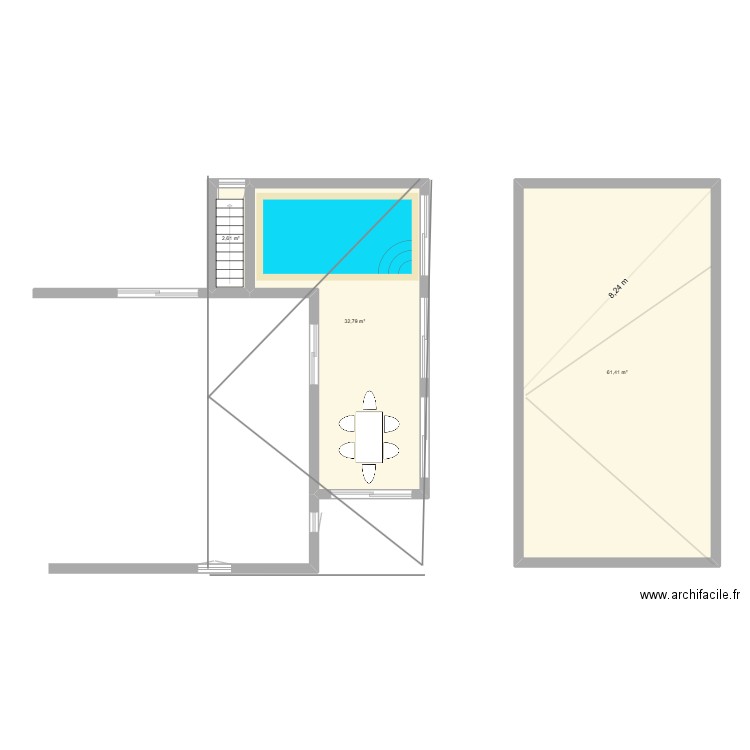 plan agrandissement. Plan de 3 pièces et 97 m2